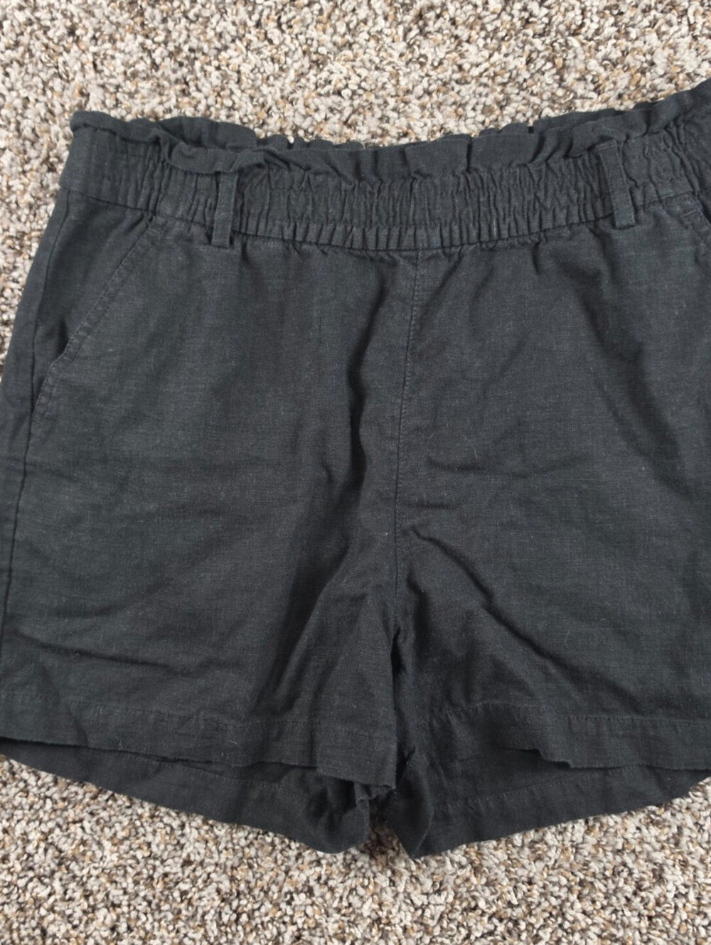 J Crew Womens Sz S Linen Blend Pull On Lounge Shorts Elastic Waist Black